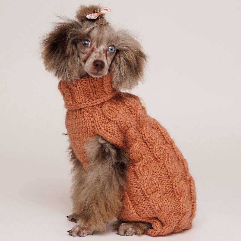 Sweter o splocie WARKOCZ - rudy LOLA