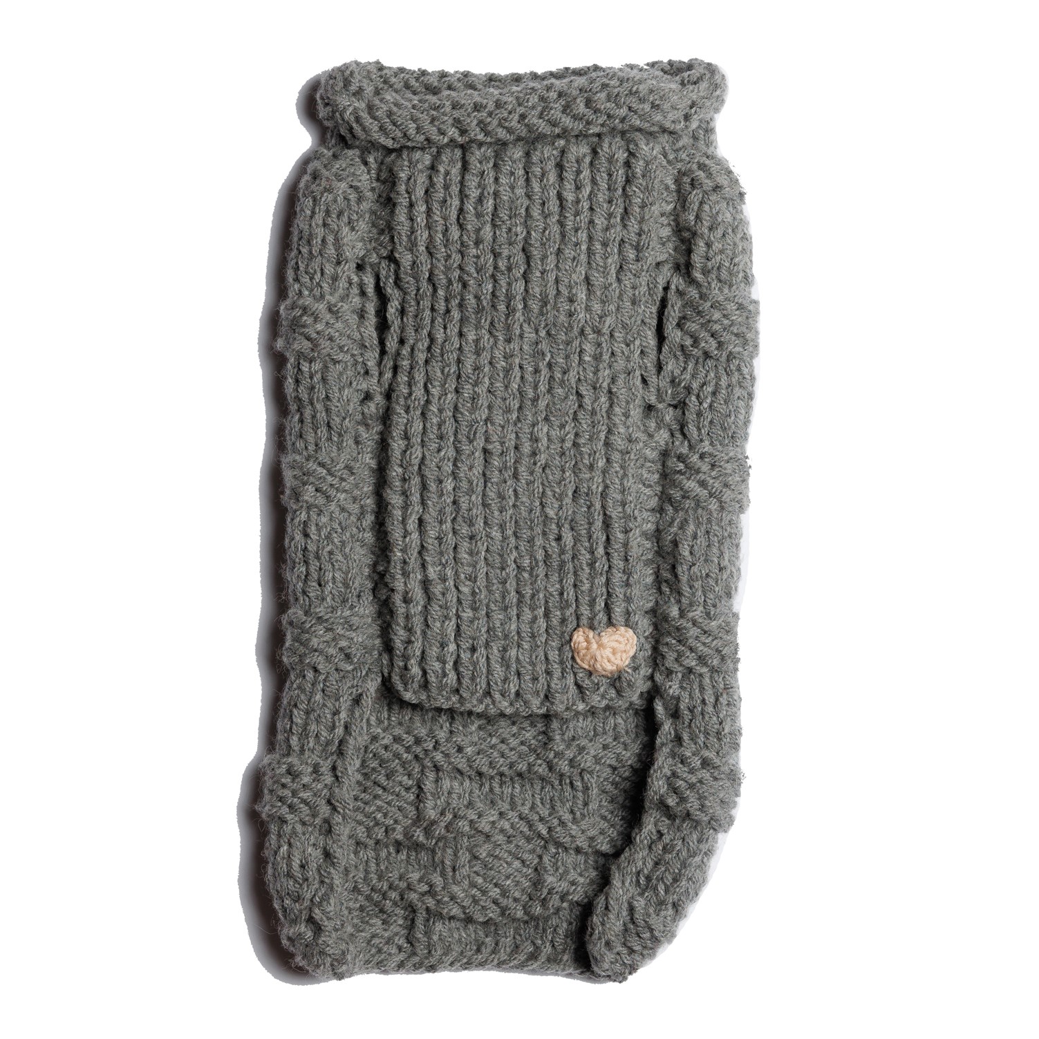 Sweter o splocie SZACHOWNICA - szary DRAGO - obrazek 3