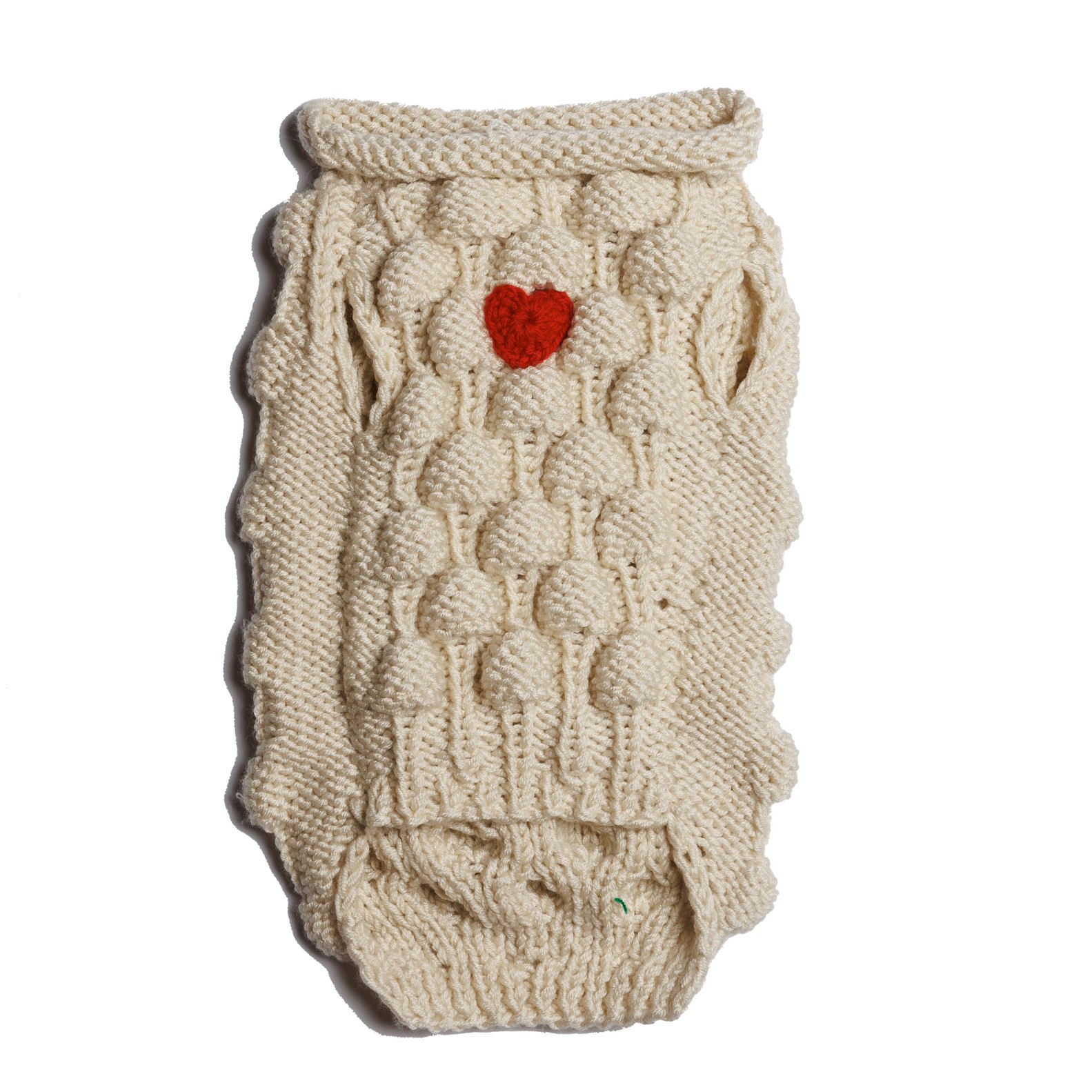 Sweter o splocie POPCORN - śmietankowy - obrazek 2