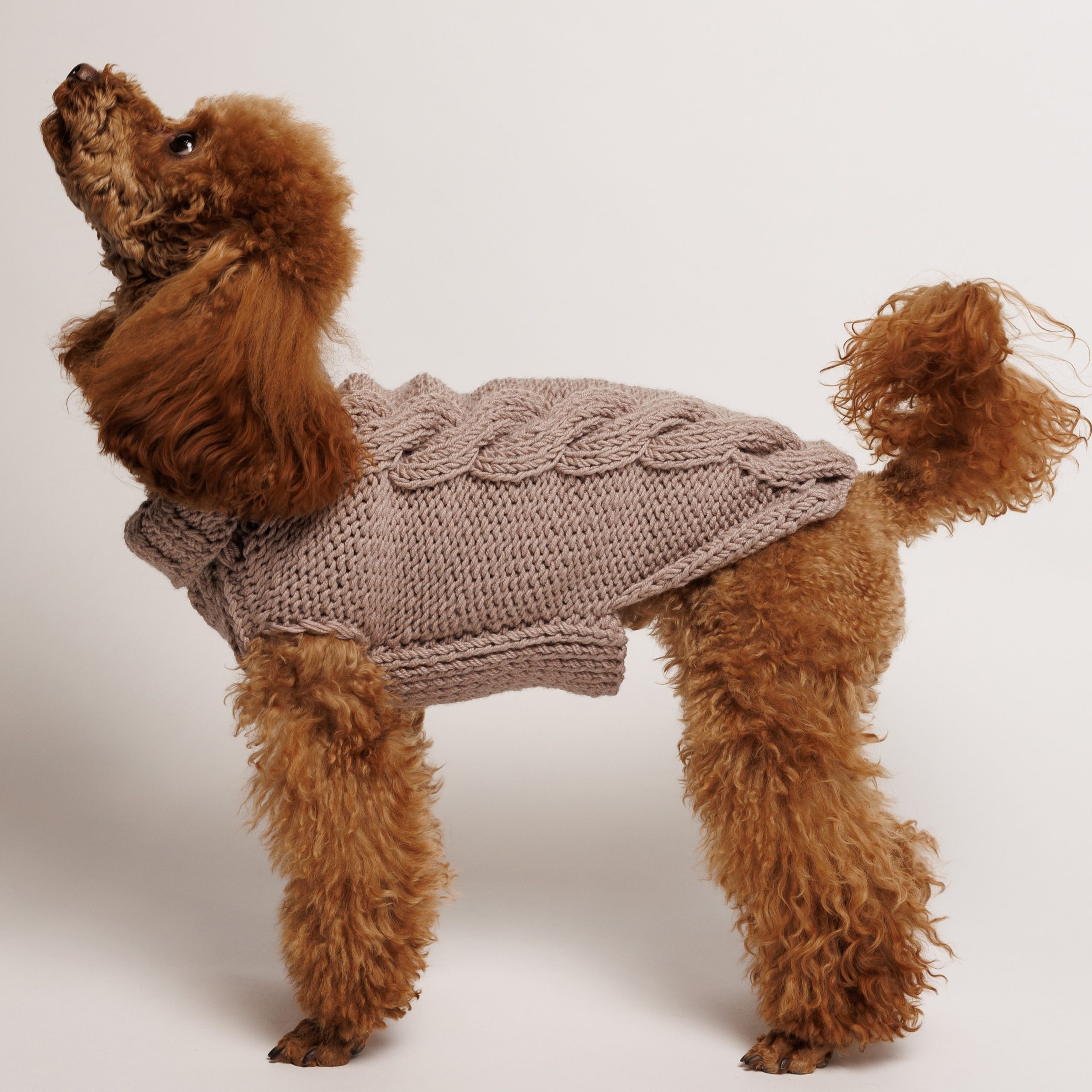 Sweter o splocie WARKOCZ - beżowy AMELIA - obrazek 2