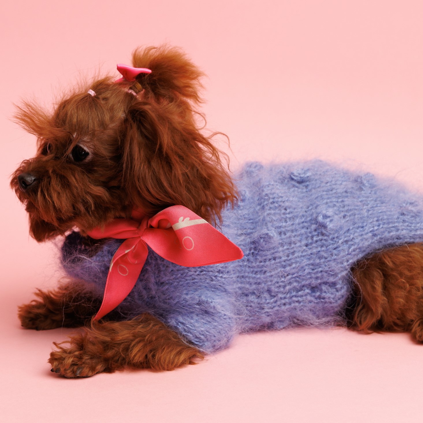 Sweter o splocie BUBLLES - niebieski - obrazek 2