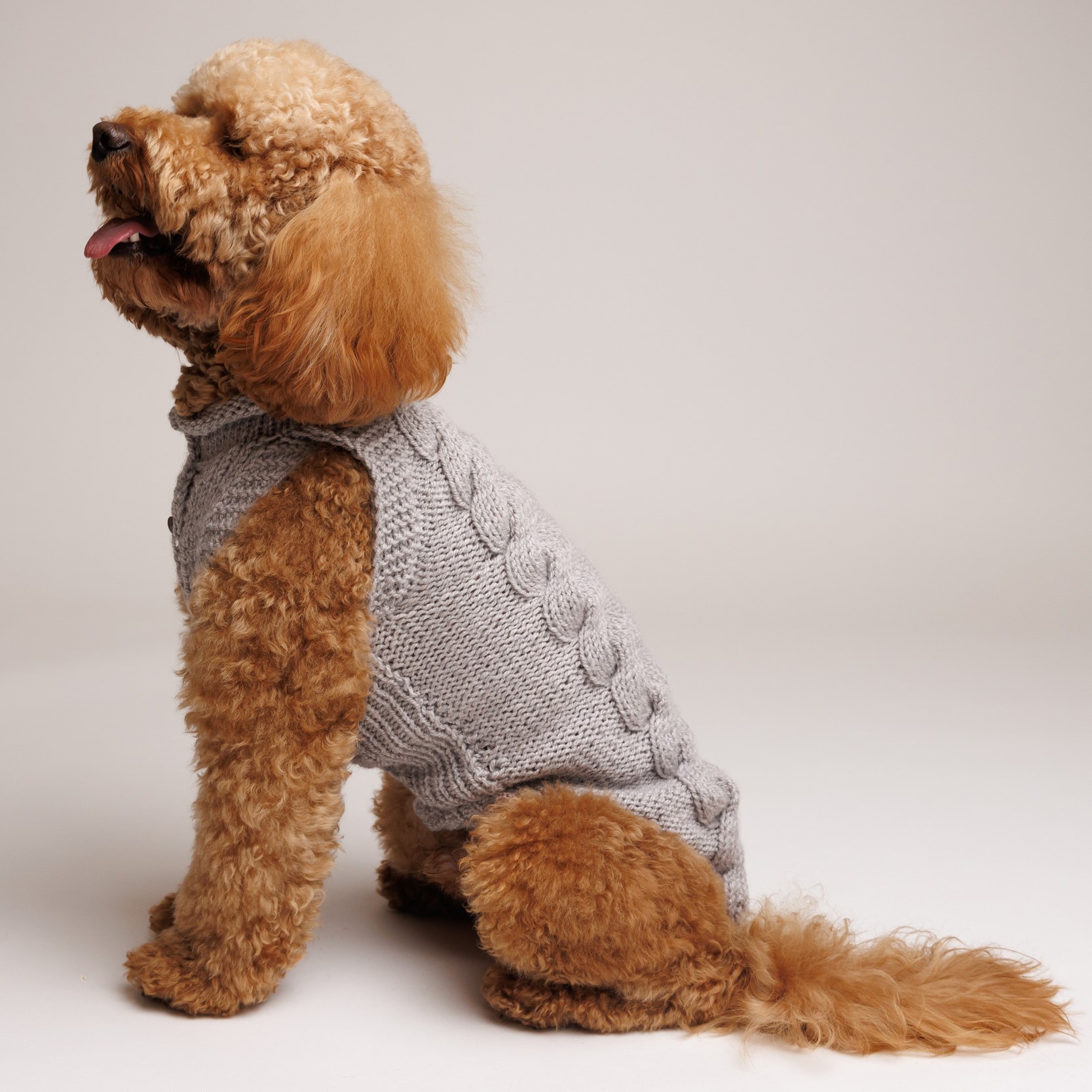 Sweter o splocie WARKOCZ - szary AMELIA