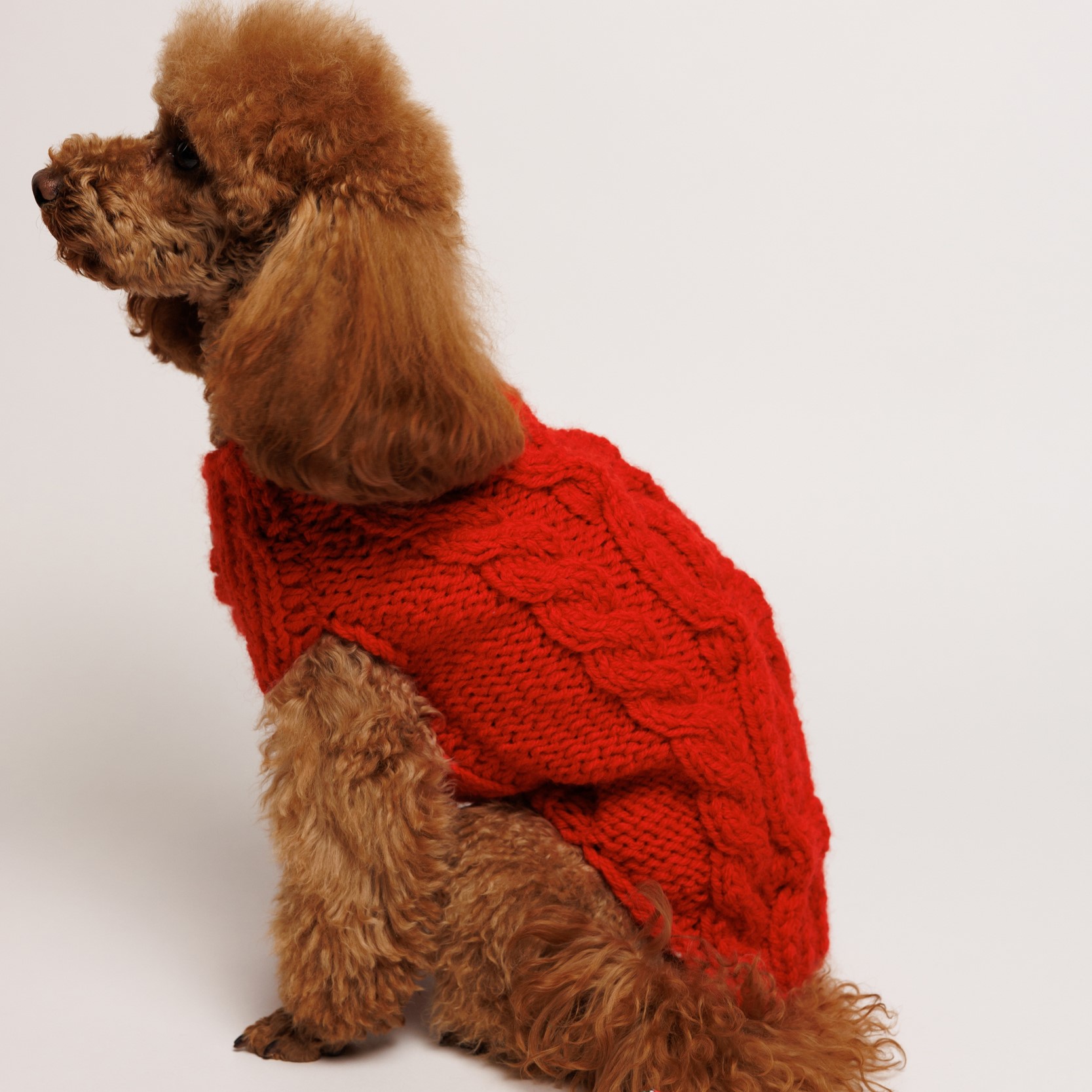 Sweter rozpinany o splocie WARKOCZ - czerwony RITA - obrazek 2