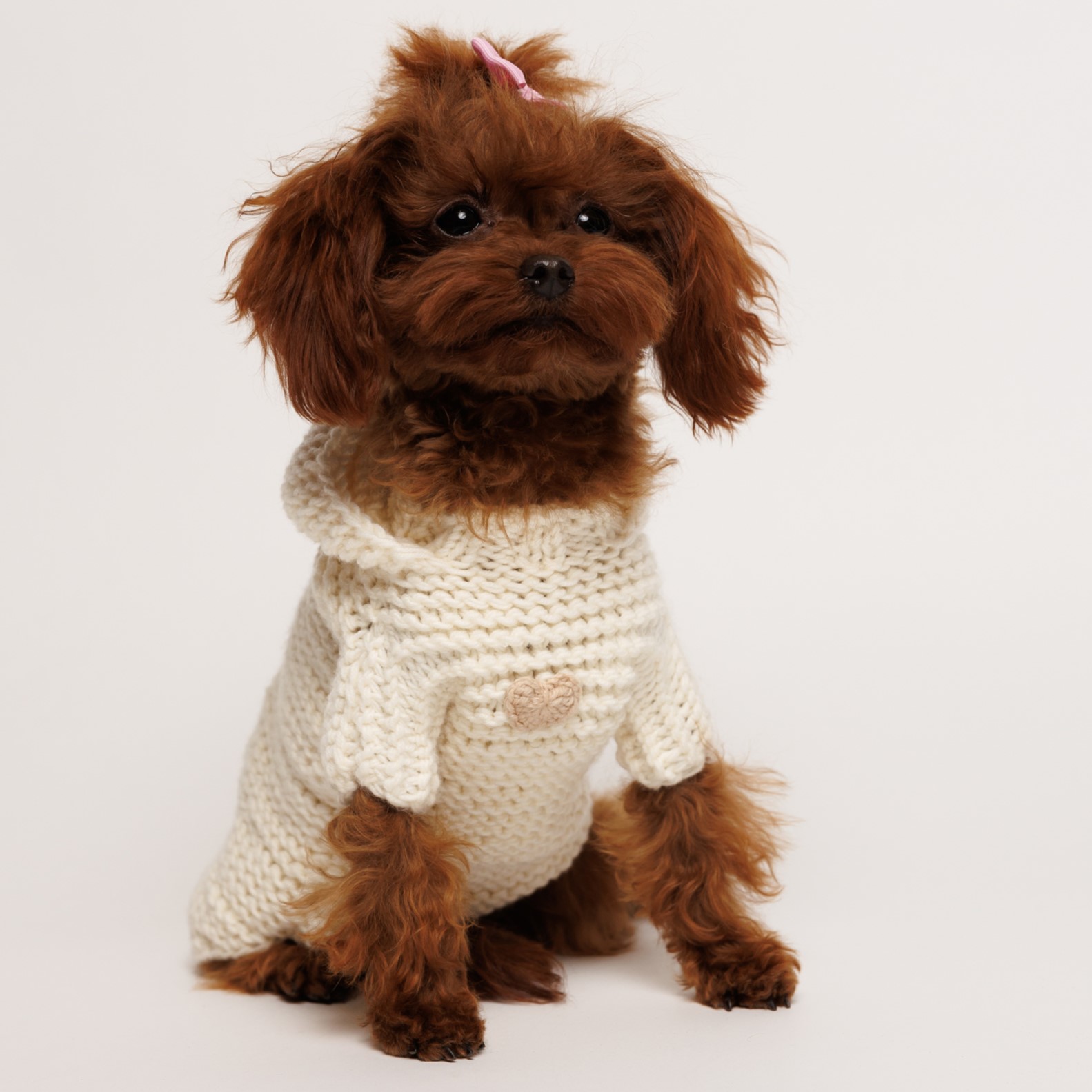 Sweter z rękawkami i kapturem - śmietankowy ABBY