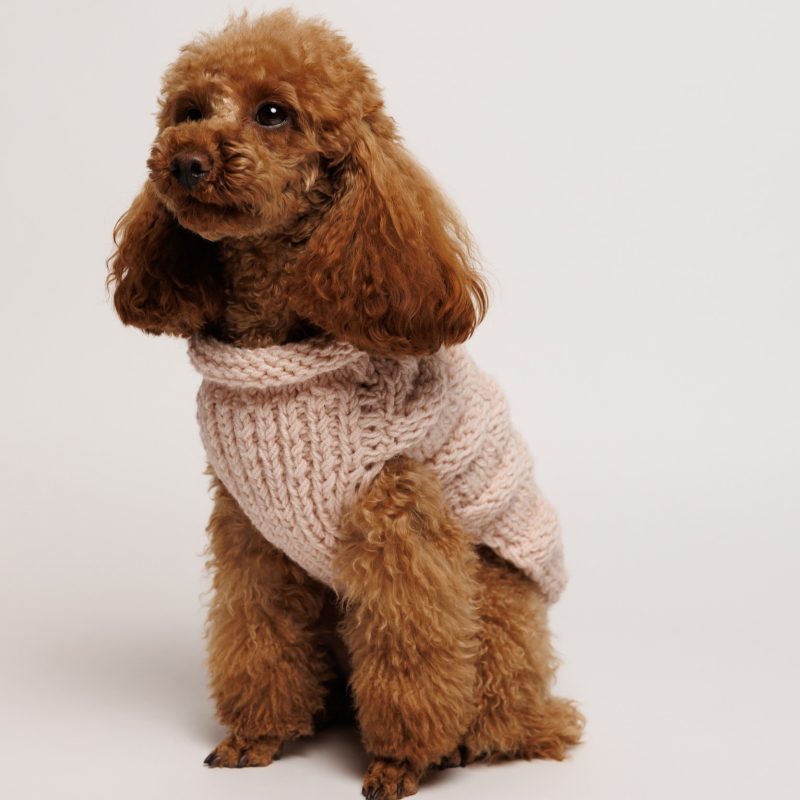 Sweter o splocie SZACHOWNICA - pudrowy róż DRAGO