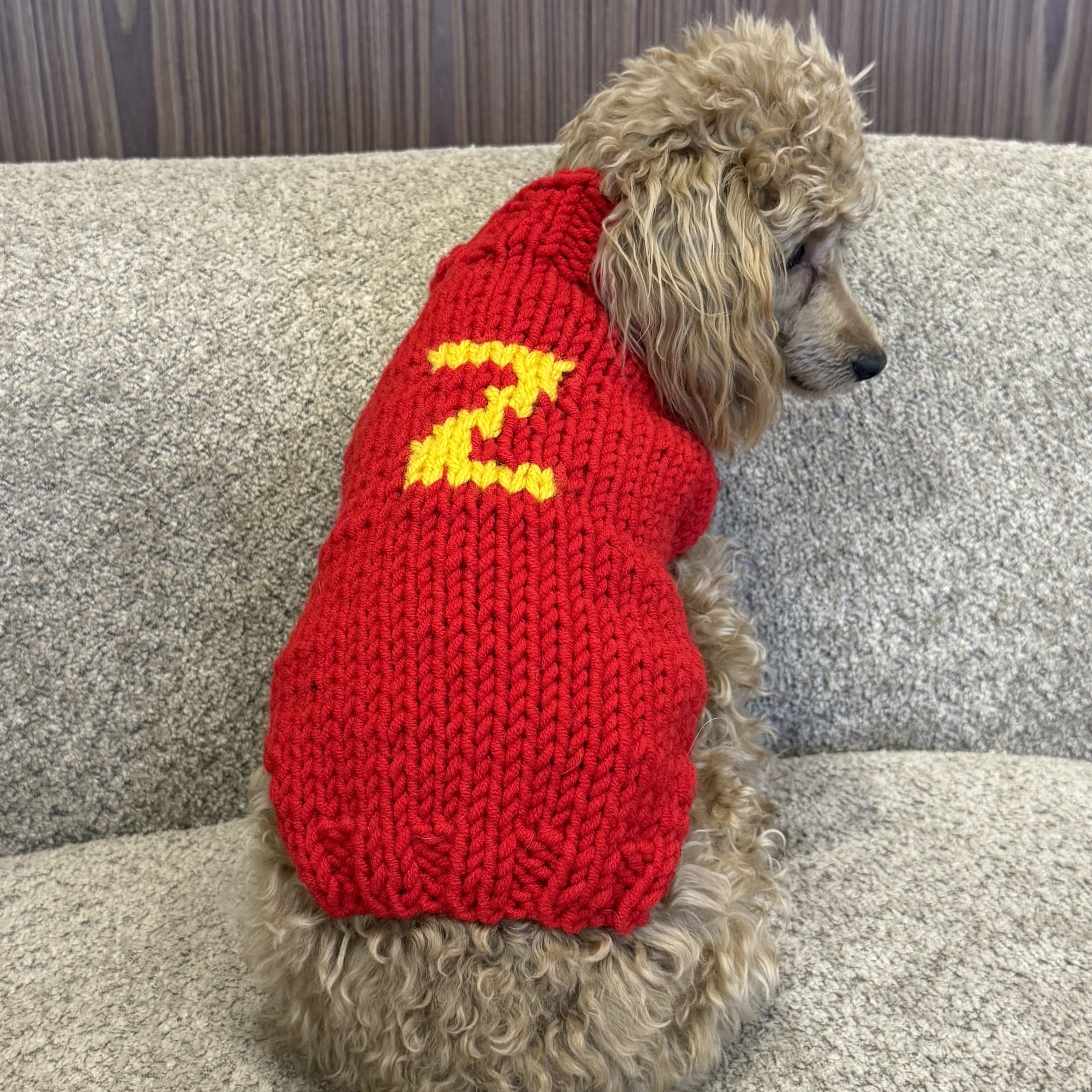 Sweter gładki z WYBRANĄ LITERKĄ - czerwony